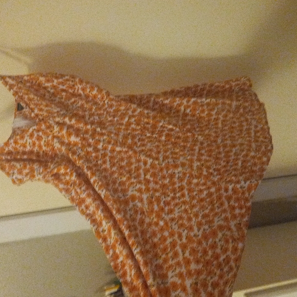 Orange and white Summer shirts spaghetti string zip up the back flare bottom - Picture 2 of 7